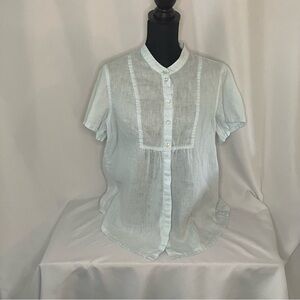 Women's J. Jill linen blouse button up little blue